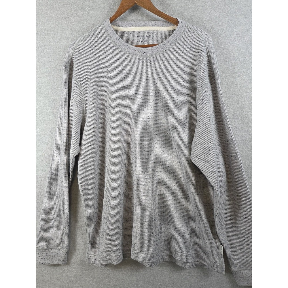 AMERICAN EAGLE OUTFITTERS L Gray Standard Fit Waffle Thermal Crew Henley Shirt